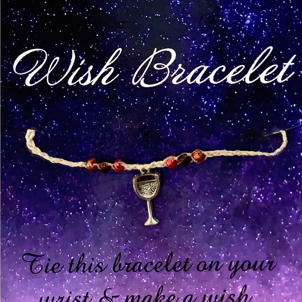 Wish Bracelet with Wine Glass Silver Charm